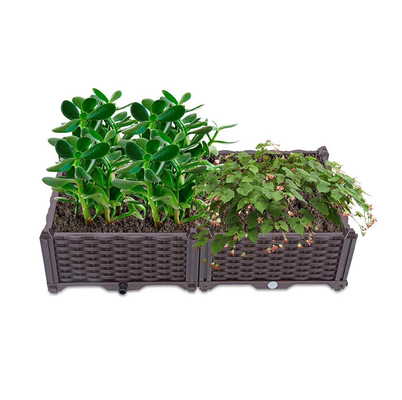 Jalan 80cm Kotak Bunga Plastik Planter Tempat Tidur Bunga Plastik Mengangkat Dengan Lubang Pembuangan