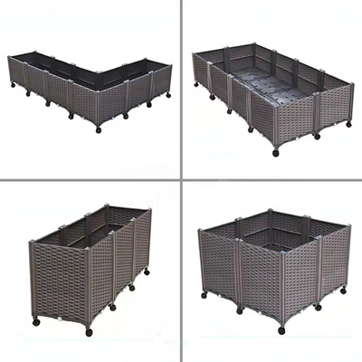 Drainable Patio Wheeled Planter Box Plastik Persegi Panjang Planter Box Bukti Serangga