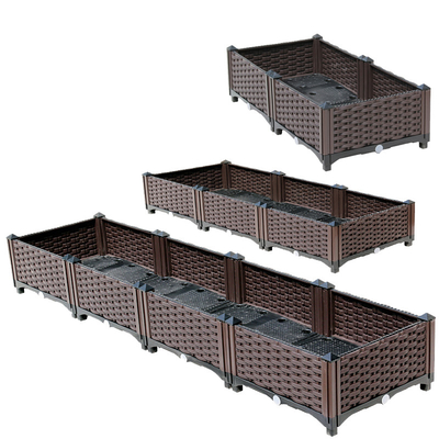 Multifungsi 26CM Brown Plastic Planter Box Wadah Plastik Untuk Tempat Tidur Taman yang Dibesarkan