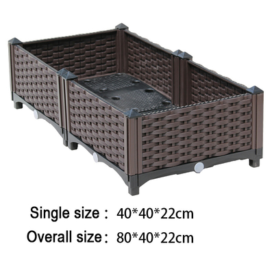 Rumah Tangga 80*40*22 CM Coklat Plastik Dibesarkan Kotak Penanam Persegi Panjang Gaya Eropa