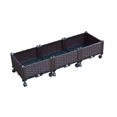 120cm * 40cm * 23cm Plastic Herb Garden Planter Mengangkat Tempat Tidur Taman Dengan Kastor