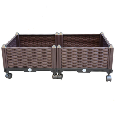 120cm * 40cm * 23cm Plastic Herb Garden Planter Mengangkat Tempat Tidur Taman Dengan Kastor
