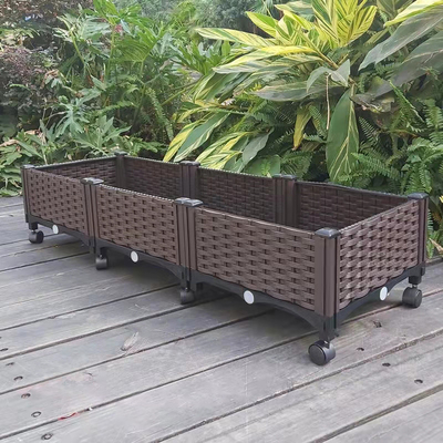 Penanam Plastik Teras Anti Korosi Di Atas Roda Untuk Pohon Buah Panjang 40cm