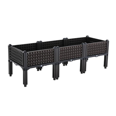 Layanan OEM Outdoor Brown Plastic Raised Planters On Legs Stackable