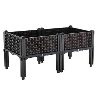 Layanan OEM Outdoor Brown Plastic Raised Planters On Legs Stackable