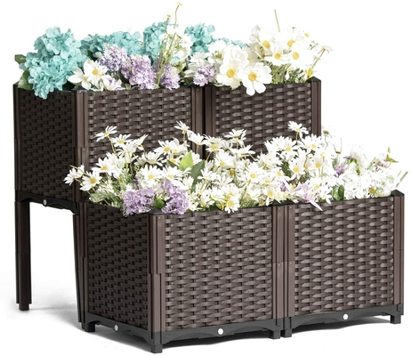 Indoor Outdoor Customized Plastic Raised Garden Planters Pada Kaki Antibeku