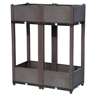 Kotak Penanam Berdiri Plastik Multilayer 120 * 40 * 67cm Untuk Balkon