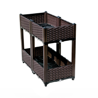 Balkon Rectangle Elevated Plastic Planter Box Tiga Dimensi Multi Layer