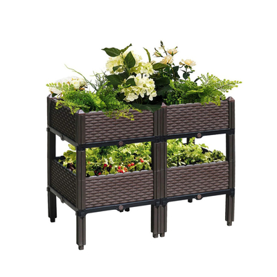 Double Layer 71cm High Plastic Garden Boxes Outdoor Plastic Planter Boxes