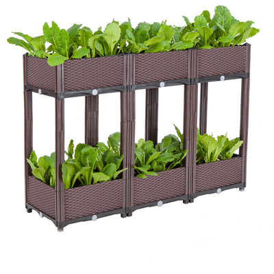 Double Layer 71cm High Plastic Garden Boxes Outdoor Plastic Planter Boxes