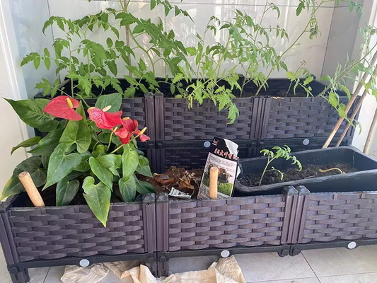 Garden Bed Garden Plastic Raised Planter Boxes Retro Rectangular